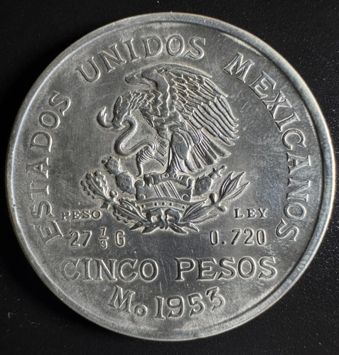 1953 mexico pesos silver - mexico, 5